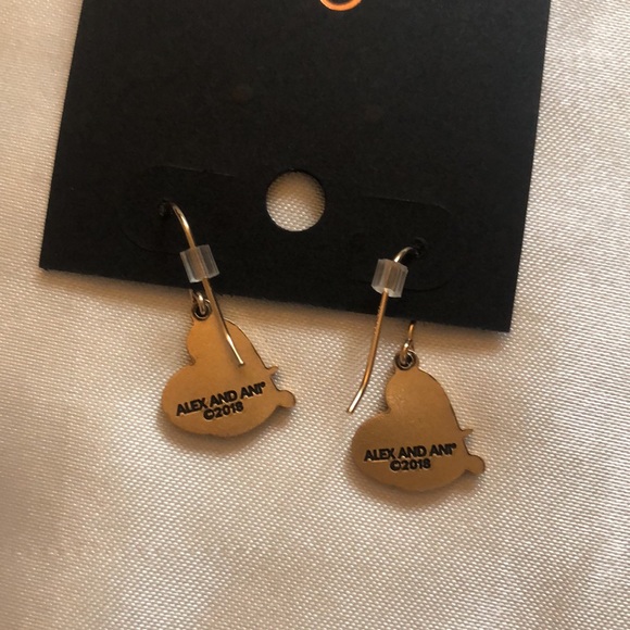 Alex And Ani Gold Tone Love Script Heart Drop Earrings NWT - Picture 7 of 9